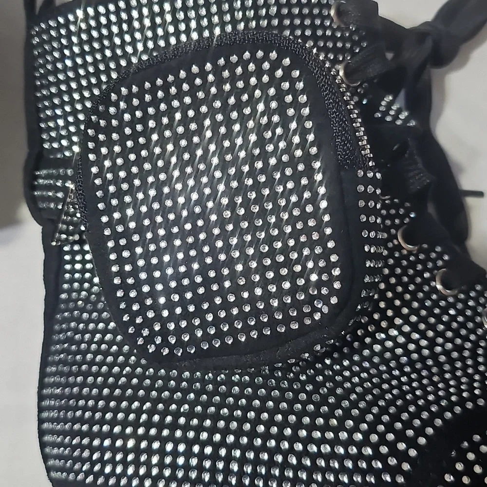 Rouge Black and Silver Rhinestone Studded Platform Boots